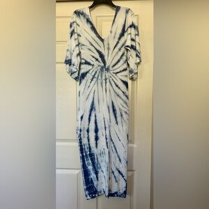 ZARA White & Blue Tie-Dye Dress